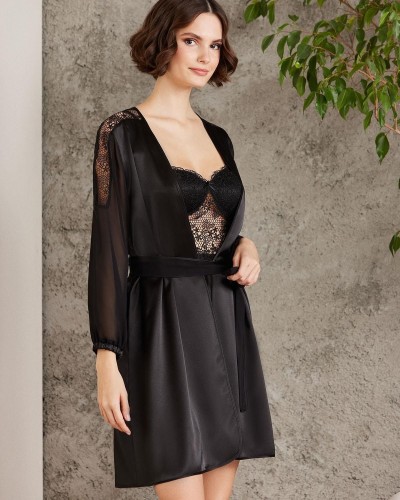 Pierre Cardin Saten Gecelik Sabahlık Pijama Şort 6'lı Gelin Çeyiz Seti 6005