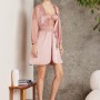 Pierre Cardin Saten Gecelik Sabahlık Pijama Şort 6'lı Gelin Çeyiz Seti brandy 6005