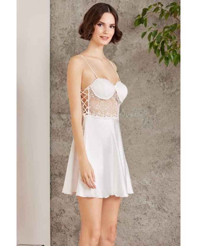 Pierre Cardin Saten Gecelik Sabahlık Pijama Şort 6'lı Gelin Çeyiz Seti Ekru 6005 Pierre Cardin Saten Gecelik Sabahlık Pijama Şort 6'lı Gelin Çeyiz Seti Ekru 6005