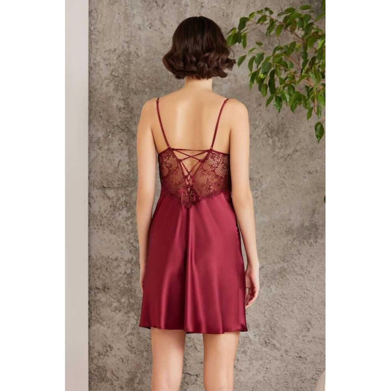 Pierre Cardin Saten Gecelik Sabahlık Pijama Şort Takım 6'lı Gelin Seti 6000 BORDO