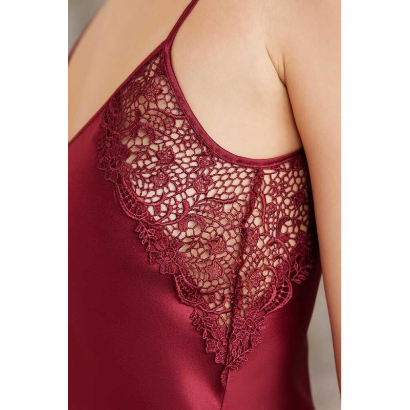 Pierre Cardin Saten Gecelik Sabahlık Pijama Şort Takım 6'lı Gelin Seti 6000 BORDO