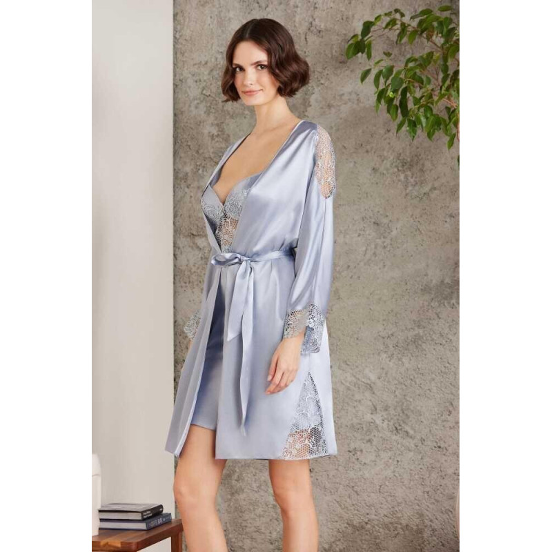 Pierre Cardin Saten Gecelik Sabahlık Pijama Şort Takım 6'lı Çeyiz Seti 6000 mist