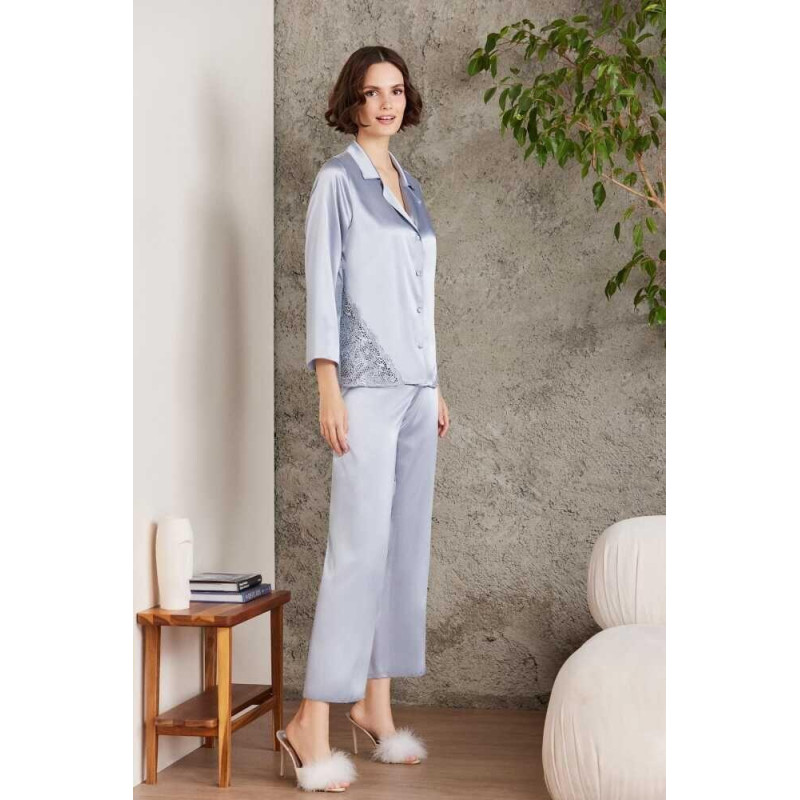 Pierre Cardin Saten Gecelik Sabahlık Pijama Şort Takım 6'lı Çeyiz Seti 6000 mist