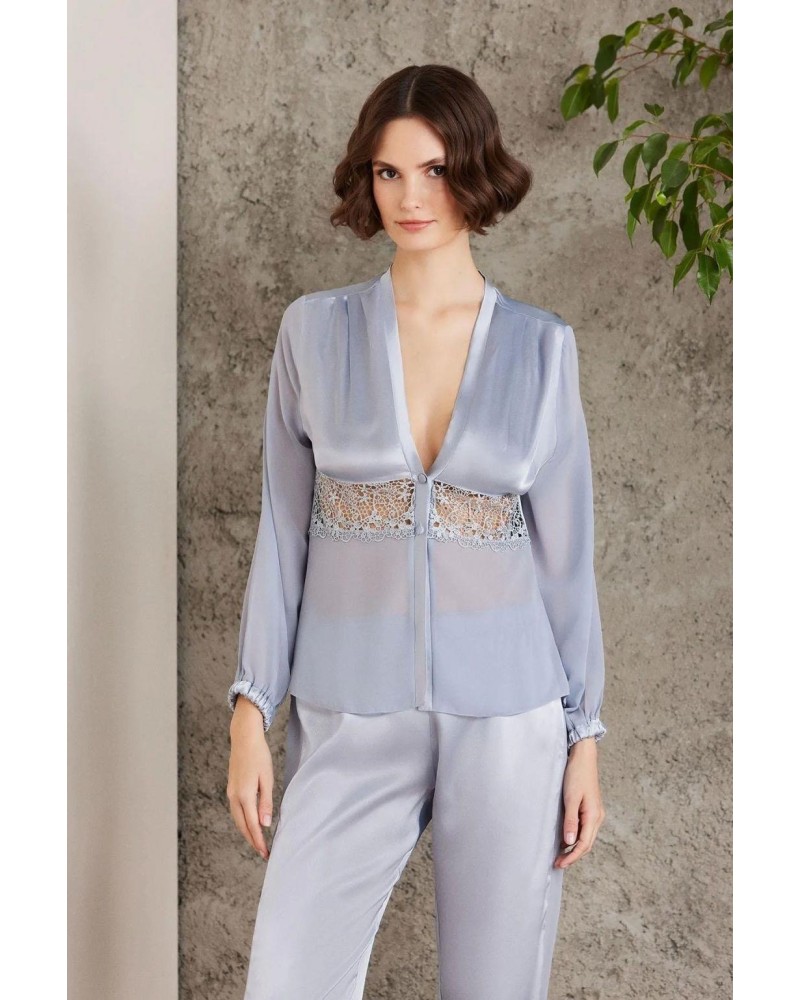 Pierre Cardin Saten Gecelik Sabahlık Pijama Şort 6'lı Gelin Çeyiz Seti Mist 6005 Pierre Cardin Saten Gecelik Sabahlık Pijama Şort 6'lı Gelin Çeyiz Seti Mist 6005