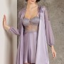 Pierre Cardin Saten Gecelik Sabahlık Pijama Şort 6'lı Gelin Çeyiz Seti Royal 6005