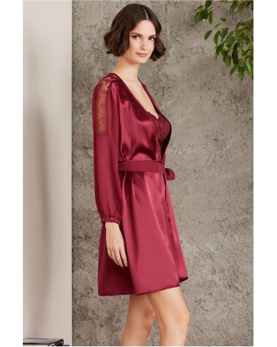 Pierre Cardin Saten Gecelik Sabahlık Pijama Şort 6'lı Gelin Çeyiz Seti Bordo 6005 Pierre Cardin Saten Gecelik Sabahlık Pijama Şort 6'lı Gelin Çeyiz Seti Bordo 6005