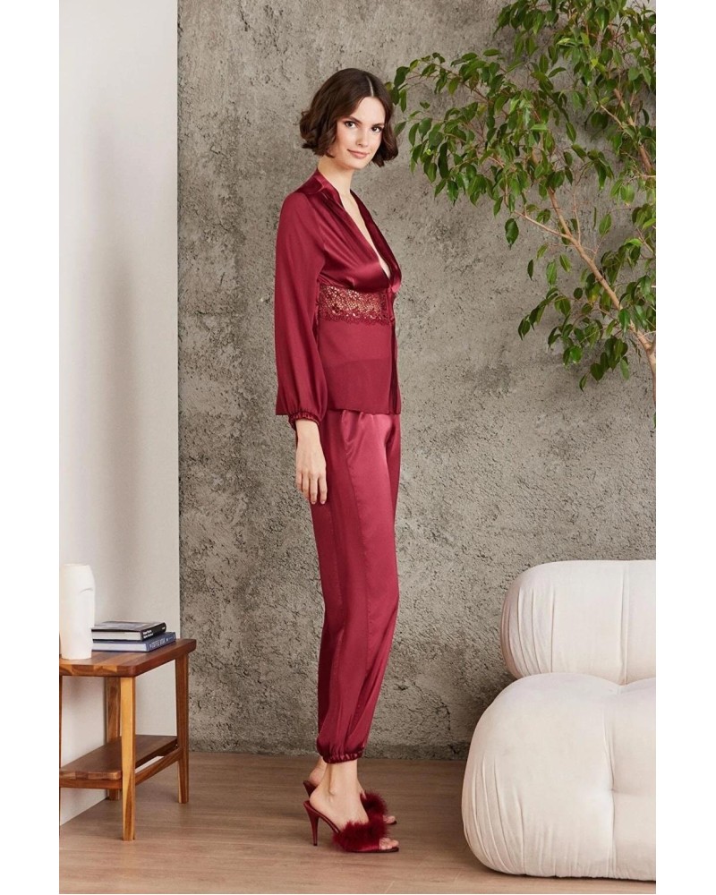 Pierre Cardin Saten Gecelik Sabahlık Pijama Şort 6'lı Gelin Çeyiz Seti Bordo 6005 Pierre Cardin Saten Gecelik Sabahlık Pijama Şort 6'lı Gelin Çeyiz Seti Bordo 6005
