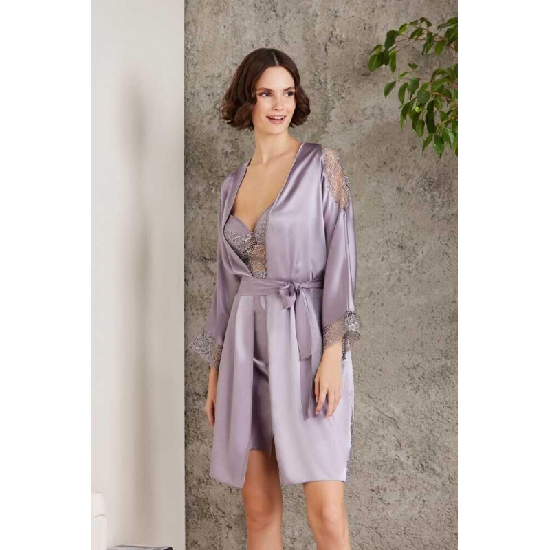 Pierre Cardin Saten Gecelik Sabahlık Pijama Şort Takım 6'lı Gelin Seti 6000 Royal