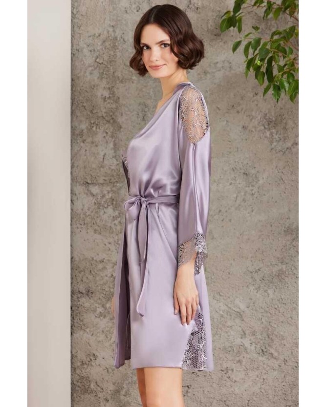 Pierre Cardin Saten Gecelik Sabahlık Pijama Şort Takım 6'lı Gelin Seti 6000 Royal