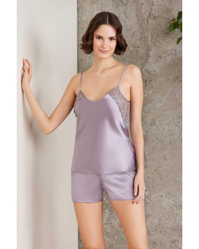 Pierre Cardin Saten Gecelik Sabahlık Pijama Şort Takım 6'lı Gelin Seti 6000 Royal