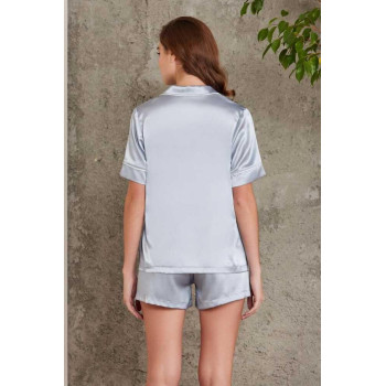 Pierre Cardin Saten Kadın Biyeli Şort Pijama Takımı Mist 1205