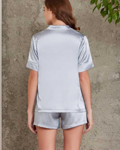 Pierre Cardin Saten Kadın Biyeli Şort Pijama Takımı Mist 1205 Pierre Cardin Saten Kadın Biyeli Şort Pijama Takımı Mist 1205