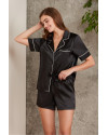 Pierre Cardin Saten Kadın Biyeli Şort Pijama Takımı Siyah 1205 Pierre Cardin Saten Kadın Biyeli Şort Pijama Takımı Siyah 1205