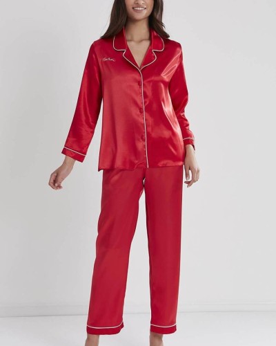 Pierre Cardin Saten Kadın Pijama Takımı 1200 Kırmızı