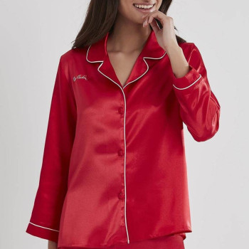 Pierre Cardin Saten Kadın Pijama Takımı 1200 Kırmızı