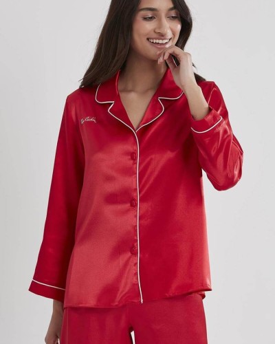 Pierre Cardin Saten Kadın Pijama Takımı 1200 Kırmızı Pierre Cardin Saten Kadın Pijama Takımı 1200 Kırmızı