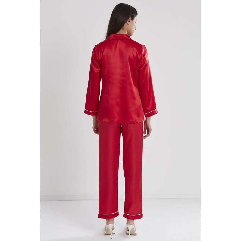 Pierre Cardin Saten Kadın Pijama Takımı 1200 Kırmızı
