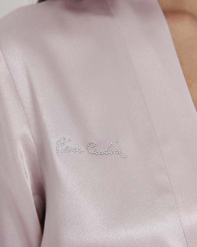 Pierre Cardin Saten Kısa Tek Sabahlık 1010 Pudra