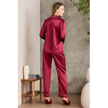 Pierre Cardin Saten Pijama Takımı 1200 Bordo Pierre Cardin Saten Pijama Takımı 1200 Bordo
