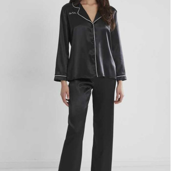 Pierre Cardin Saten Pijama Takımı 1200 Siyah
