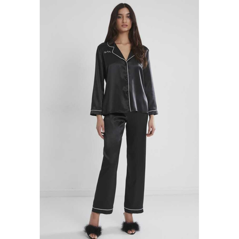 Pierre Cardin Saten Pijama Takımı 1200 Siyah