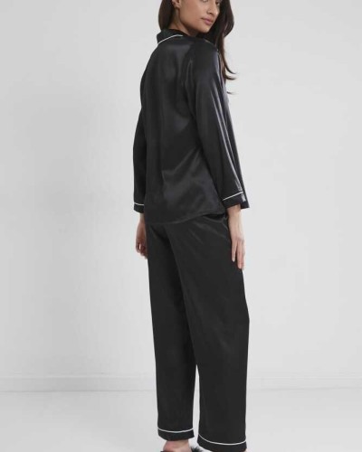 Pierre Cardin Saten Pijama Takımı 1200 Siyah Pierre Cardin Saten Pijama Takımı 1200 Siyah