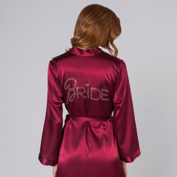 Pierre Cardin Saten Taşlı Bride Gelin Sabahlık 1000 Bordo