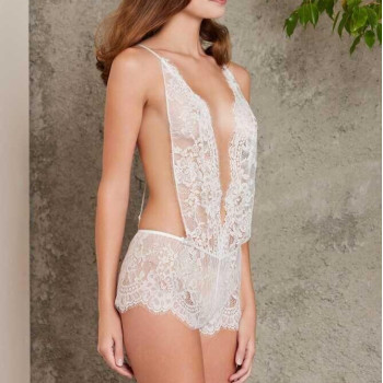 Pierre Cardin Şifon Ekru Dantelli Tulum ve Sabahlık Takımı 4810 