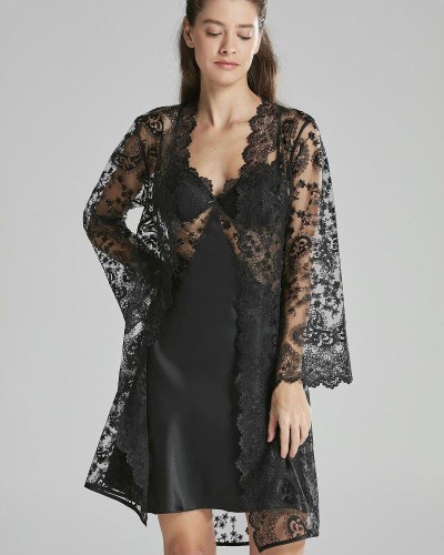 Pierre Cardin Siyah 6'lı Kaplı Midi Gecelik Sabahlık Set 6225 Pierre Cardin Siyah 6'lı Kaplı Midi Gecelik Sabahlık Set 6225