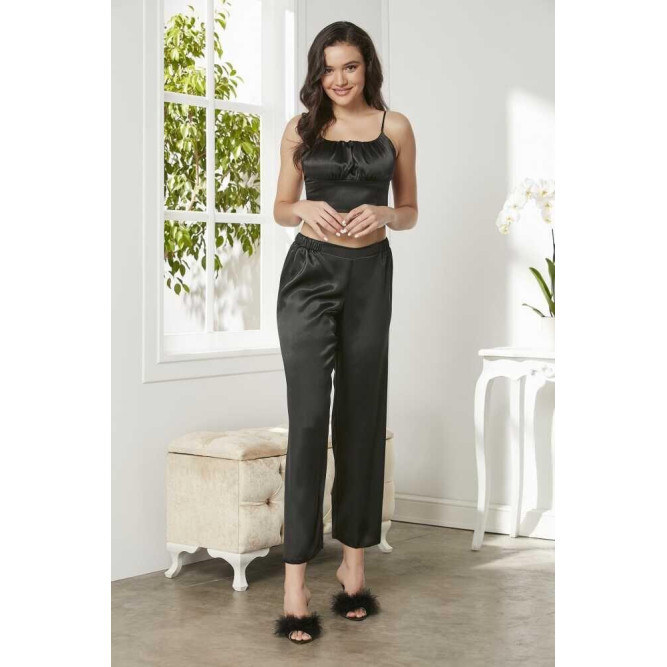 Pierre Cardin Siyah Saten 3'lü Pijama Takım 2075 Pierre Cardin Siyah Saten 3'lü Pijama Takım 2075