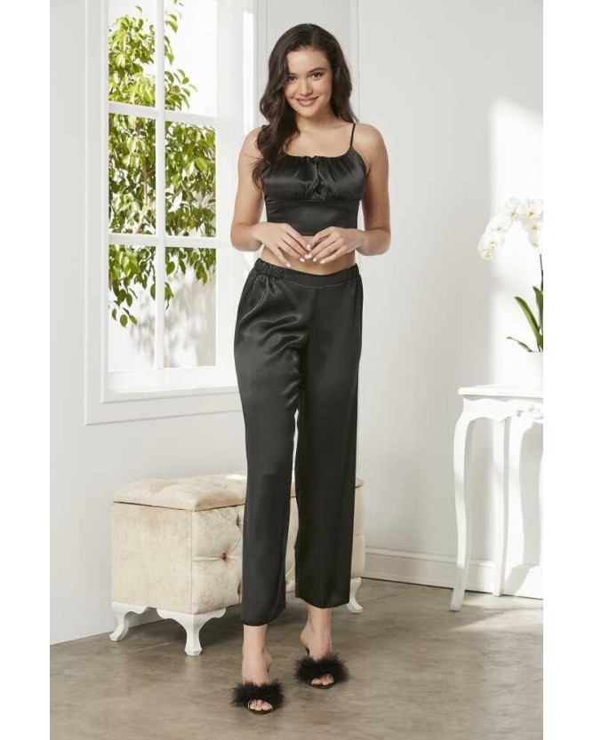 Pierre Cardin Siyah Saten 3'lü Pijama Takım 2075 Pierre Cardin Siyah Saten 3'lü Pijama Takım 2075