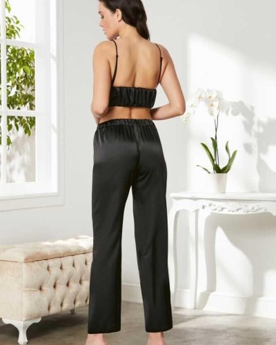 Pierre Cardin Siyah Saten 3'lü Pijama Takım 2075 Pierre Cardin Siyah Saten 3'lü Pijama Takım 2075