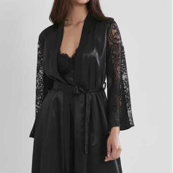 Pierre Cardin Siyah Sütyen Kaplı Sabahlık Gecelik 4025