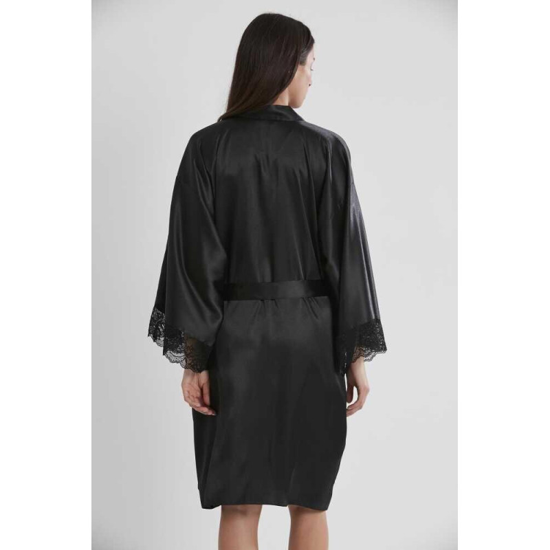 Pierre Cardin Siyah Sütyen Kaplı Sabahlık Gecelik Set 4250 Siyah