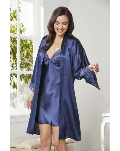 Pierre Cardin Siyah Sütyen Kaplı Sabahlık Gecelik Set 4250 Laci