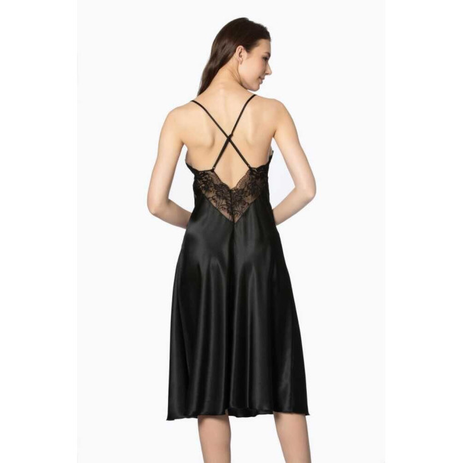 Pierre Cardin Siyah Uzun Saten Sabahlık Gecelik Set 4370