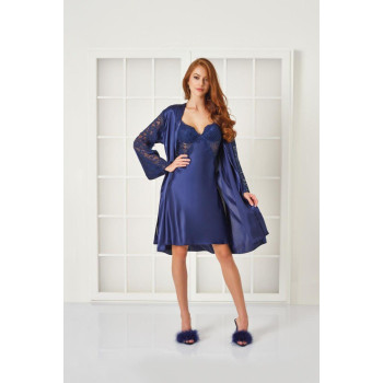 Pierre Cardin Sütyen Kaplı Sabahlık Gecelik 4025 Lacivert