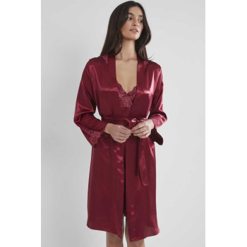Pierre Cardin Sütyen Kaplı Sabahlık Gecelik Set 4050 Bordo