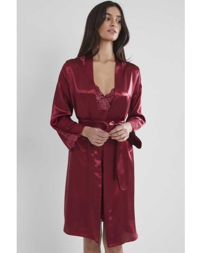 Pierre Cardin Sütyen Kaplı Sabahlık Gecelik Set 4050 Bordo