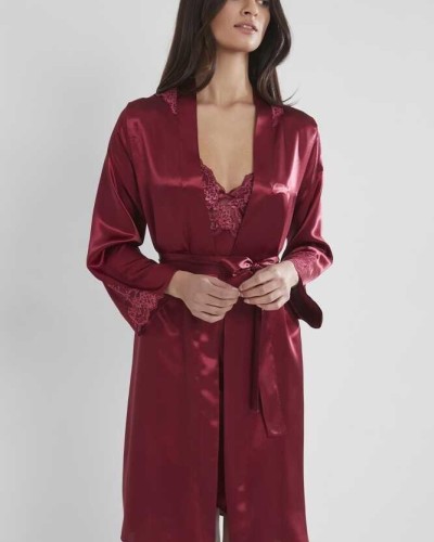 Pierre Cardin Sütyen Kaplı Sabahlık Gecelik Set 4050 Bordo