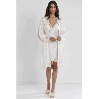 Pierre Cardin Sütyen Kaplı Sabahlık Gecelik Set 4250 Ekru