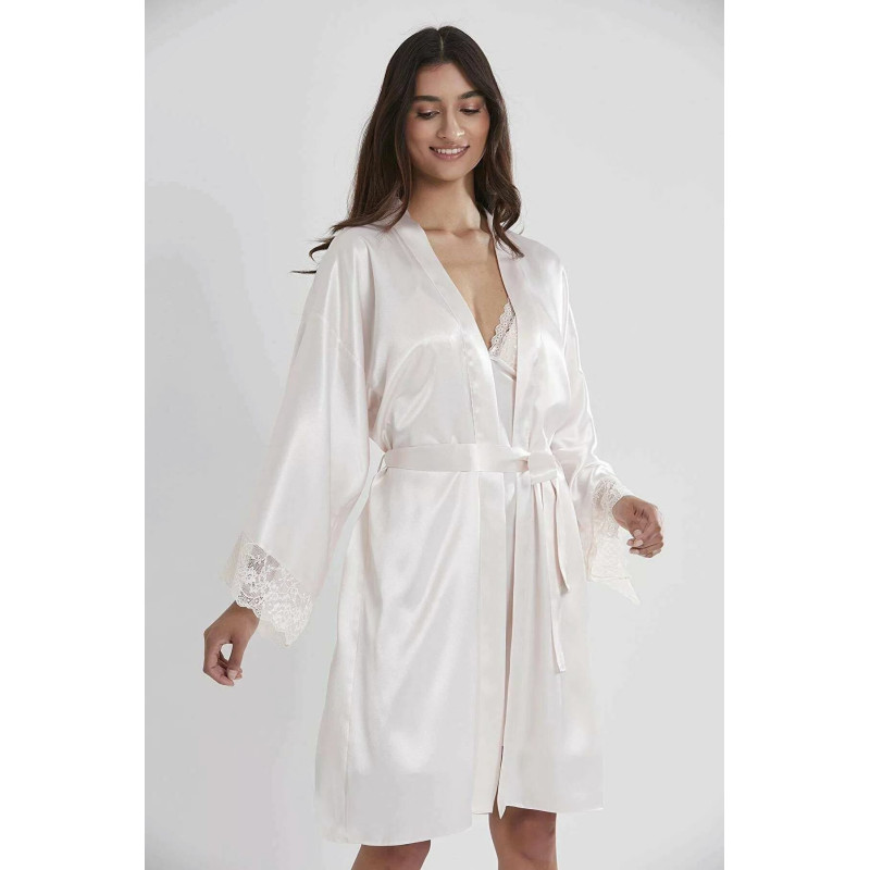 Pierre Cardin Sütyen Kaplı Sabahlık Gecelik Set 4250 Ekru