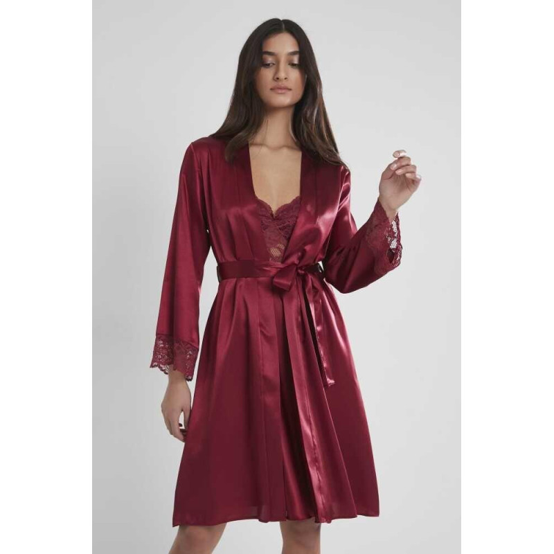 Pierre Cardin Bordo Sütyen Kaplı Sabahlık Gecelik Set 4265