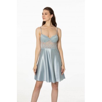 Pierre Cardin Sütyen Kaplı Sabahlık Gecelik Set 4265 Mist