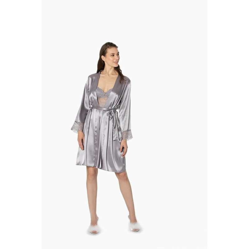 Pierre Cardin Sütyen Kaplı Sabahlık Gecelik Set 4265 Royal