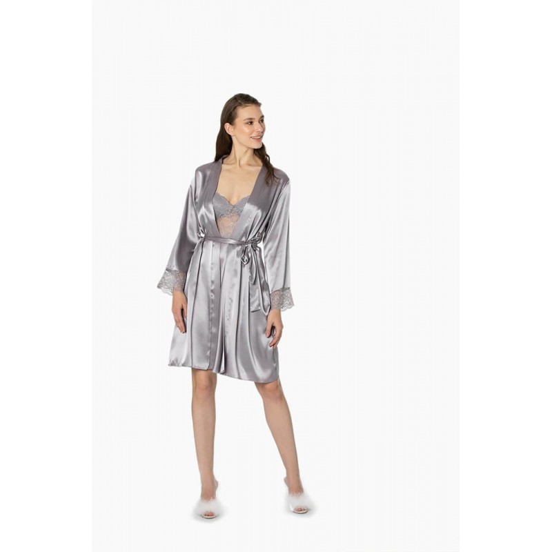 Pierre Cardin Sütyen Kaplı Sabahlık Gecelik Set 4265 Royal