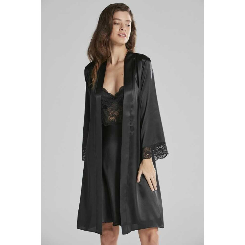 Pierre Cardin Sütyen Kaplı Sabahlık Gecelik Set 4265 Siyah