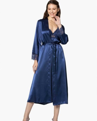 Pierre Cardin Uzun Saten Sabahlık Gecelik Set 4370