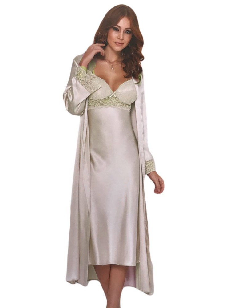 Pierre Cardin Uzun Saten Sabahlık Gecelik Set 4370 Pierre Cardin Uzun Saten Sabahlık Gecelik Set 4370