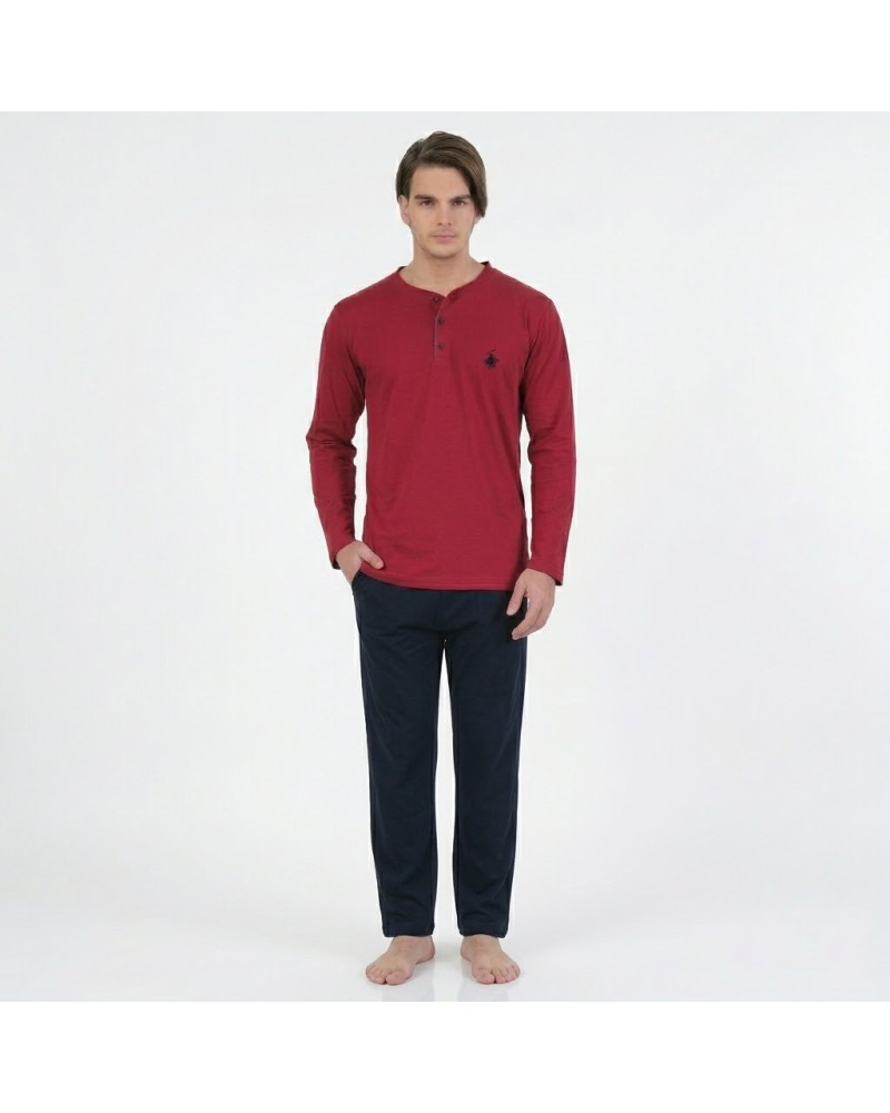 Polo Club Bordo Uzun Kol Erkek Pijama Takımı 881 Polo Club Bordo Uzun Kol Erkek Pijama Takımı 881